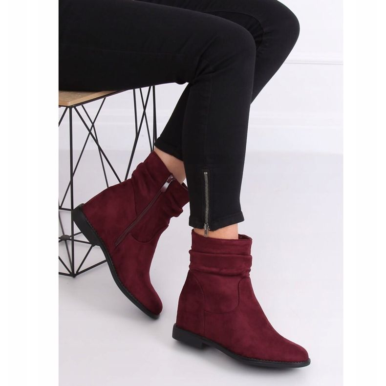Bottes sur un talon compensé caché 2C8AX7680-1 Bordeaux rouge 2