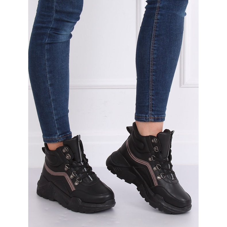 Chaussures de sport montantes noires B0012-SP Noir 2