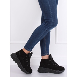 Chaussures de sport noires semelle haute B0014-SP Noir 1