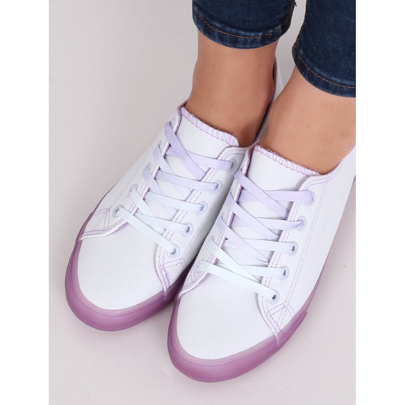 Baskets femme ombre blanches et violettes E3508 Violet 2