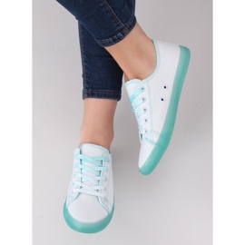 Baskets femme ombre blanches et vertes E3508 Vert 4