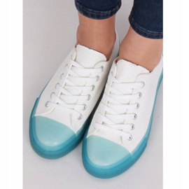 Sneakers sur semelle colorée, blanc et bleu FG-2948 Bleu 1