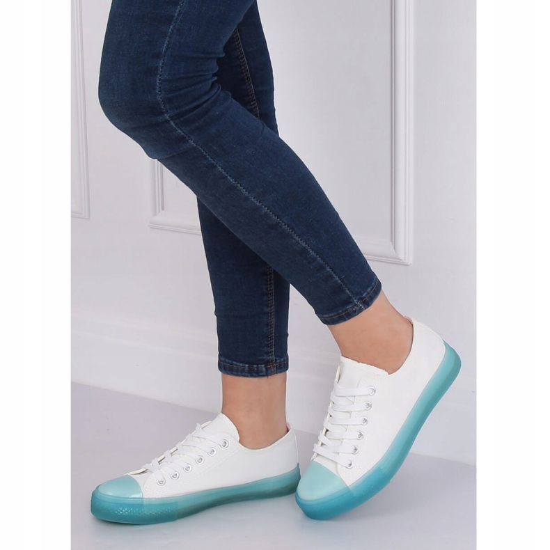Sneakers sur semelle colorée, blanc et bleu FG-2948 Bleu 2