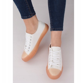 Sneakers sur semelle colorée, blanc et beige FG-2948 Nudepink brun 1