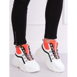 Chaussures de sport montantes orange et blanches RB-3348 BLANC / ORANGE 2