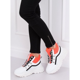Chaussures de sport montantes orange et blanches RB-3348 BLANC / ORANGE 1
