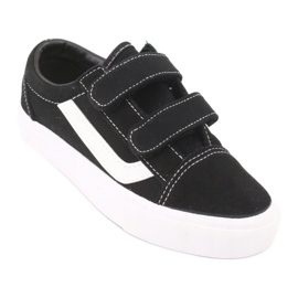 Baskets velcro AlaVans Atletico 18081 noir blanc 1