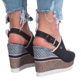 Sandales compensées en jean noir mulanka le noir 3