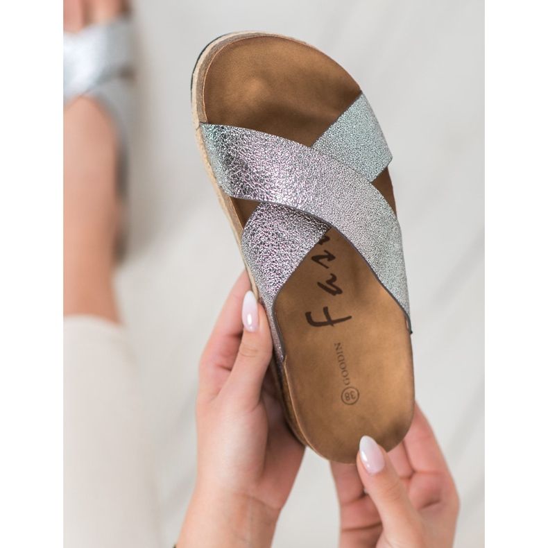 Goodin Pantoufles confortables en argent gris 2