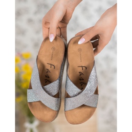 Goodin Pantoufles confortables en argent gris 1