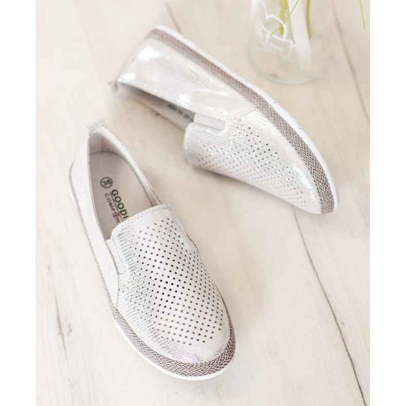 Goodin Espadrilles En Cuir Ajouré gris jaune 1