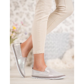 Goodin Espadrilles En Cuir Ajouré gris jaune 3