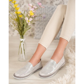 Goodin Espadrilles En Cuir Ajouré gris jaune 4