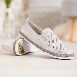 Goodin Espadrilles En Cuir Ajouré gris jaune 5