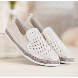 Goodin Espadrilles En Cuir Ajouré gris jaune 6