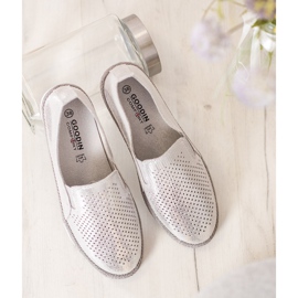 Goodin Espadrilles En Cuir Ajouré gris jaune 7