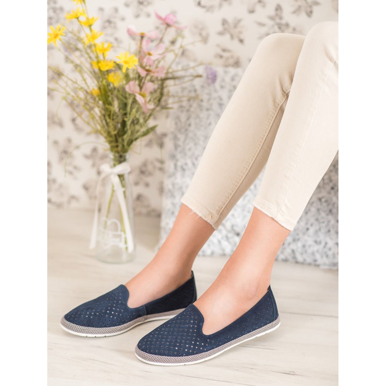 Goodin Seigneurs ajourés en cuir bleu marine 1