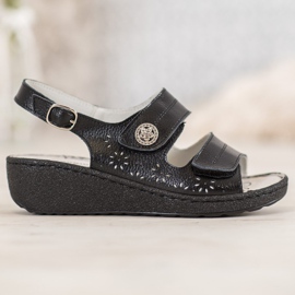 Goodin Sandales compensées en cuir le noir 1