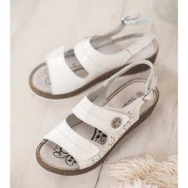 Goodin Sandales compensées en cuir blanche 1