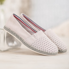 Goodin Ballerine En Cuir Ajouré gris 2