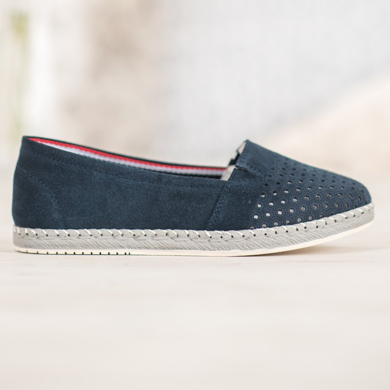 Goodin Ballerine En Cuir Ajouré bleu 1