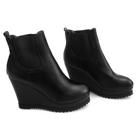 Compensées 9298 Bottes Noires Sur Compensée 1
