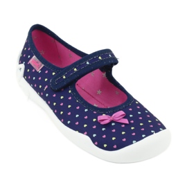 Chaussures enfant Befado 114Y372 coeurs bleu marine bleu rose jaune 1