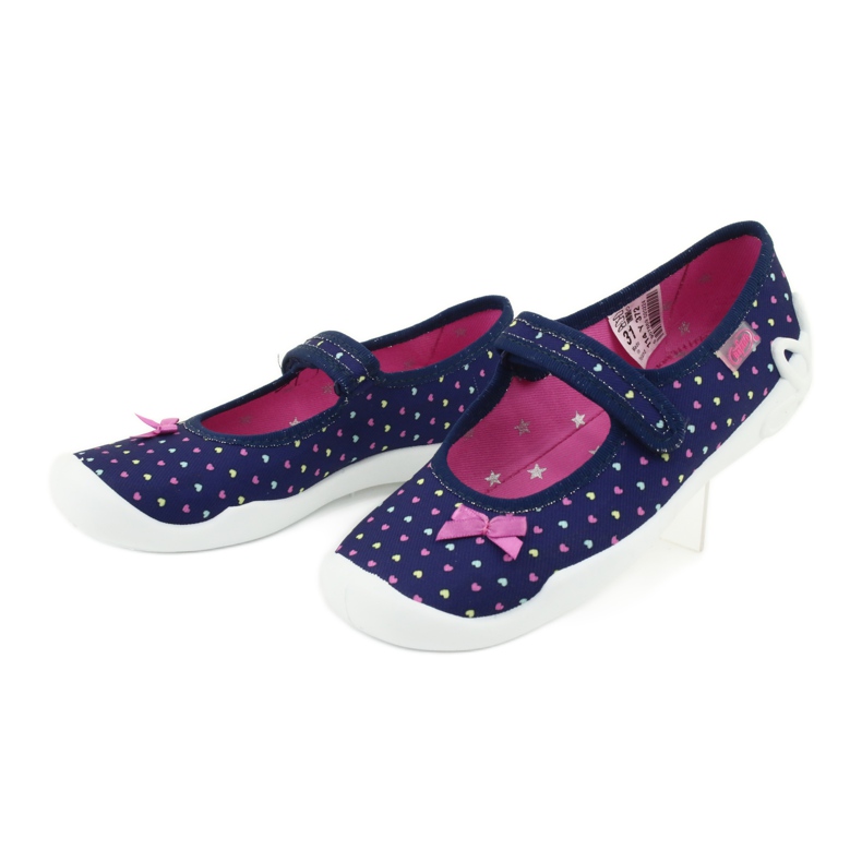 Chaussures enfant Befado 114Y372 coeurs bleu marin bleu rose jaune 3