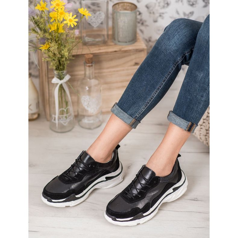 Goodin Baskets en cuir noires 1