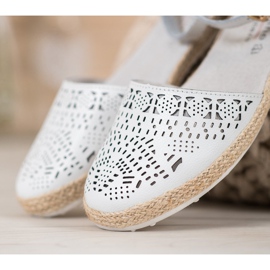 Ballerines zippées en cuir VINCEZA blanc 1