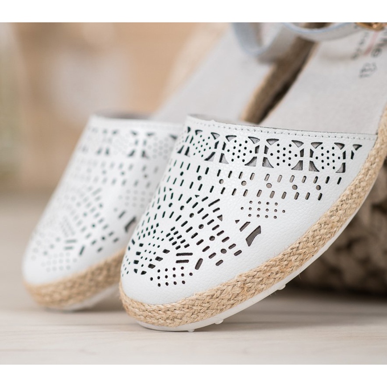 Ballerines zippées en cuir VINCEZA blanc 1