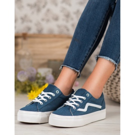 Kylie Baskets en jean à la mode bleu 1