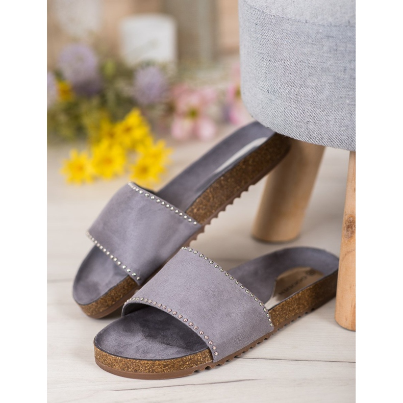 Goodin Pantoufles de Suèdes gris 1