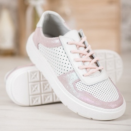 Goodin Chaussures de brocart en cuir blanc 1