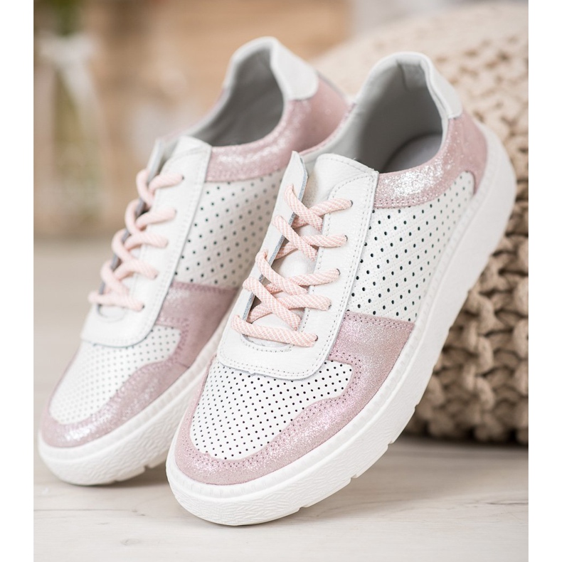 Goodin Chaussures de brocart en cuir blanc 2