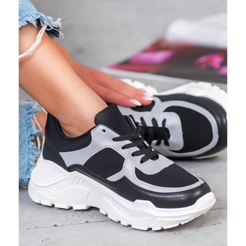 SHELOVET Baskets élégantes blanche le noir 2 SHELOVET Baskets élégantes blanche le noir 2