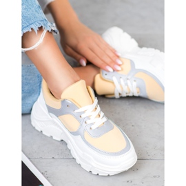 SHELOVET Baskets élégantes blanche jaune 2