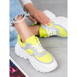 SHELOVET Baskets élégantes blanche jaune 4