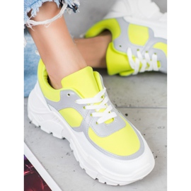 SHELOVET Baskets élégantes blanche jaune 3