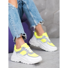 SHELOVET Baskets élégantes blanche jaune 2