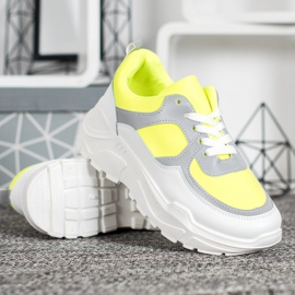 SHELOVET Baskets élégantes blanche jaune 5