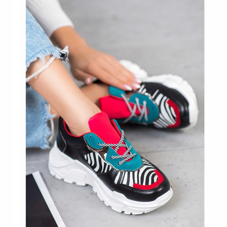 SHELOVET Baskets mode le noir multicolore 1