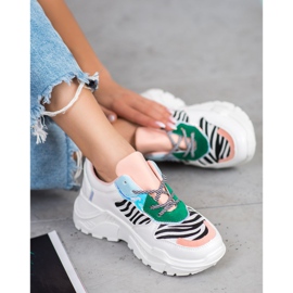 SHELOVET Baskets mode blanche multicolore 2