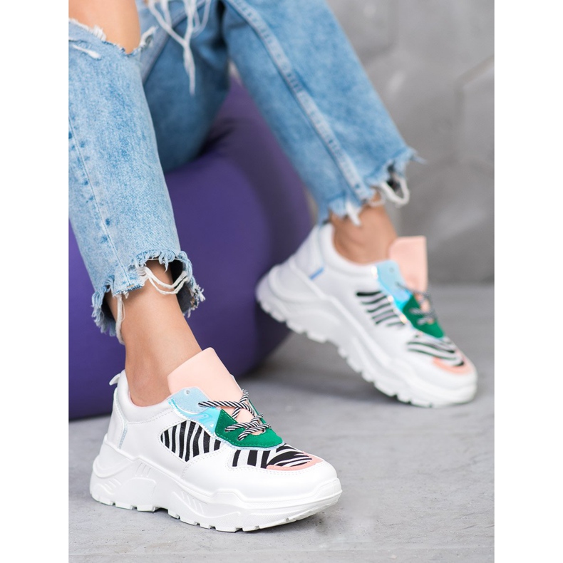 SHELOVET Baskets mode blanche multicolore 1