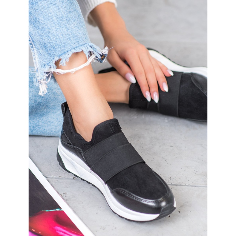 SHELOVET Chaussures à enfiler sur la plate-forme noir 2