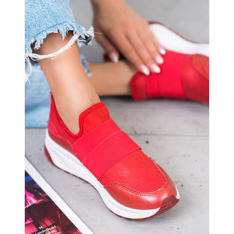 SHELOVET Chaussures à enfiler sur la plate-forme rouge 2
