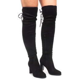 Bottes en daim sur un poteau AB02-55 Noir le noir 1