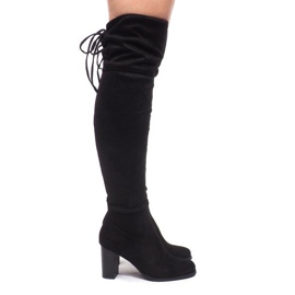 Bottes en daim sur un poteau AB02-55 Noir le noir 2