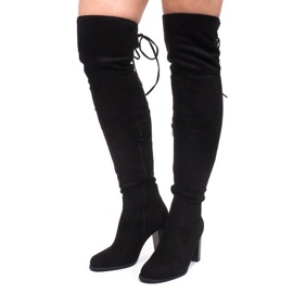 Bottes en daim sur un poteau AB02-55 Noir le noir 5