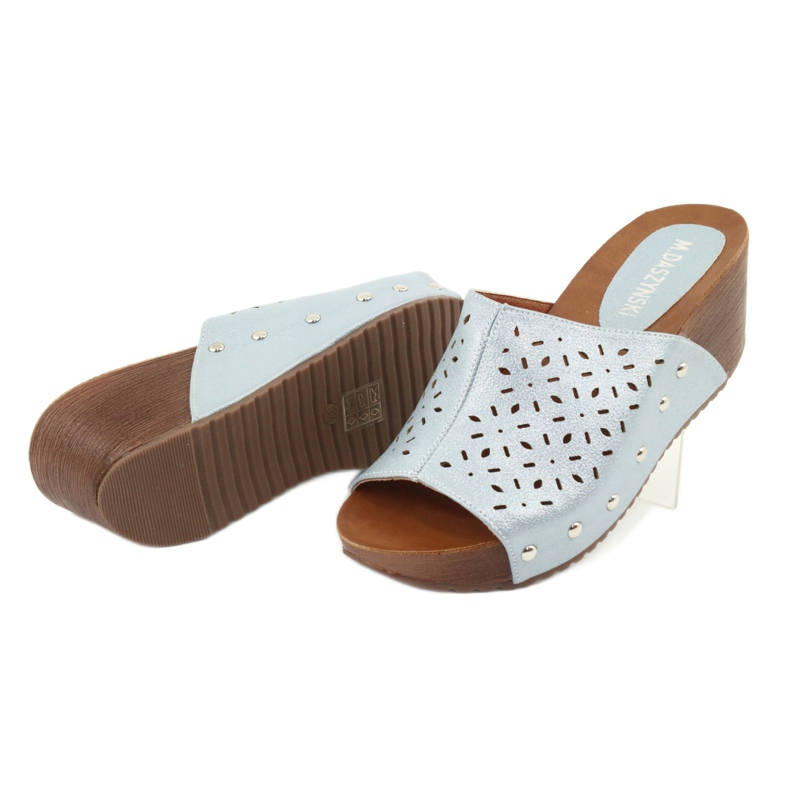 M.Daszyński Pantoufles compensées pour femmes Daszyński SA144-8 bleu 5